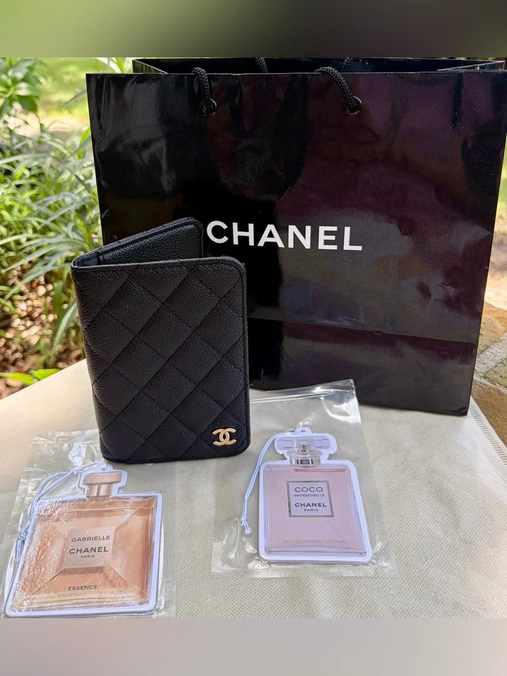 Auth. CHANEL Shopping Bag. No tears/rips. Includes free CHANEL Passport (GWP) +